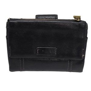 Fossil Ellis Multifunction Wallet Black Distress Buffalo Leather Hide  SL7103001